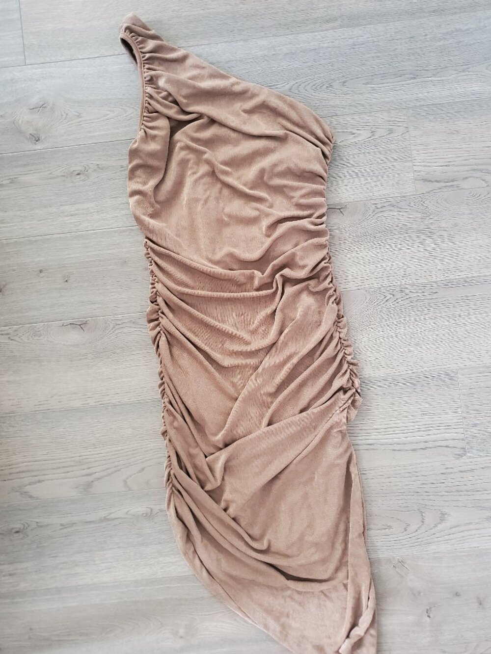 One shoulder dress with ruching
